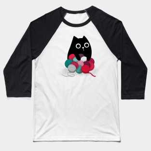 Cat and Yarn Stash Baseball T-Shirt